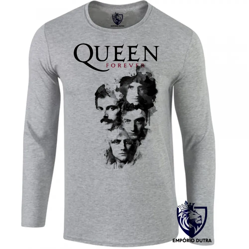 Camiseta manga longa Infantil ou Adulto queen forever Freddie Mercury banda rock Imagem