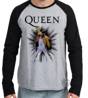 Camiseta manga longa Infantil ou Adulto queen Freddie Mercury cantor banda rock - Foto 2