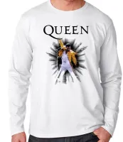 Camiseta manga longa Infantil ou Adulto queen Freddie Mercury cantor banda rock - Foto 3