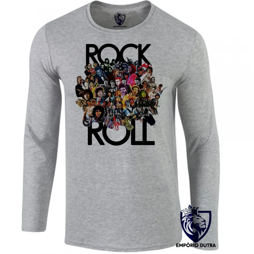 Camiseta manga longa Infantil ou Adulto Rock in roll bandas famosas
