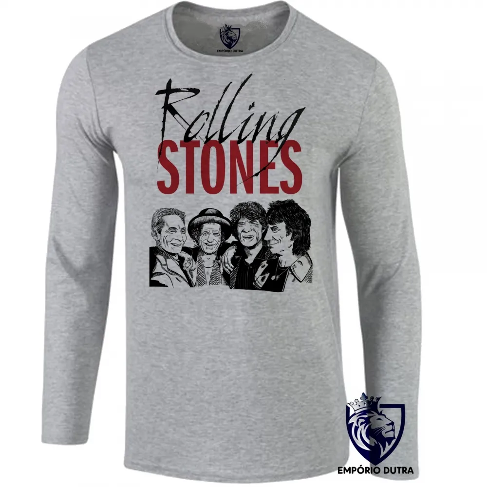 Camiseta manga longa Infantil ou Adulto rolling stones banda rock mick jagger Imagem