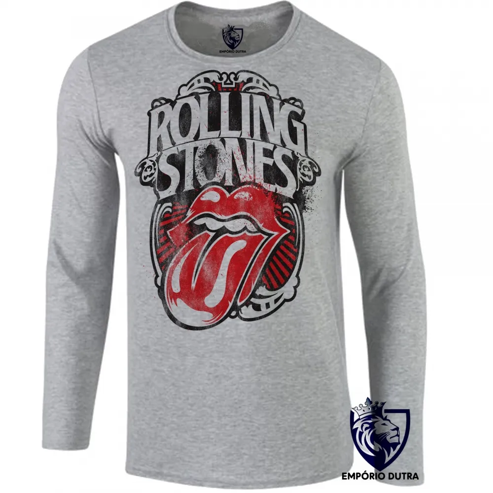 Camiseta manga longa Infantil ou Adulto rolling stones retro boca lingua