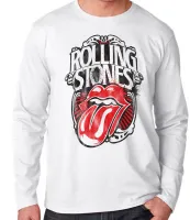 Camiseta manga longa Infantil ou Adulto rolling stones retro boca lingua - Foto 3