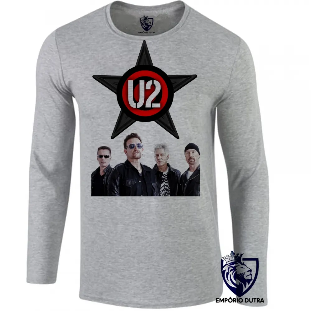 Camiseta manga longa Infantil ou Adulto u2 banda rock musica irlanda estrela banda Imagem