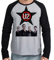 Camiseta manga longa Infantil ou Adulto u2 banda rock musica irlanda estrela banda - Foto 2