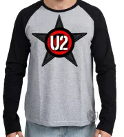 Camiseta manga longa Infantil ou Adulto u2 banda rock musica logo estrela banda - Foto 2