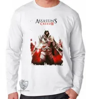 Camiseta manga longa Infantil ou Adulto Assassins Creed - Foto 2