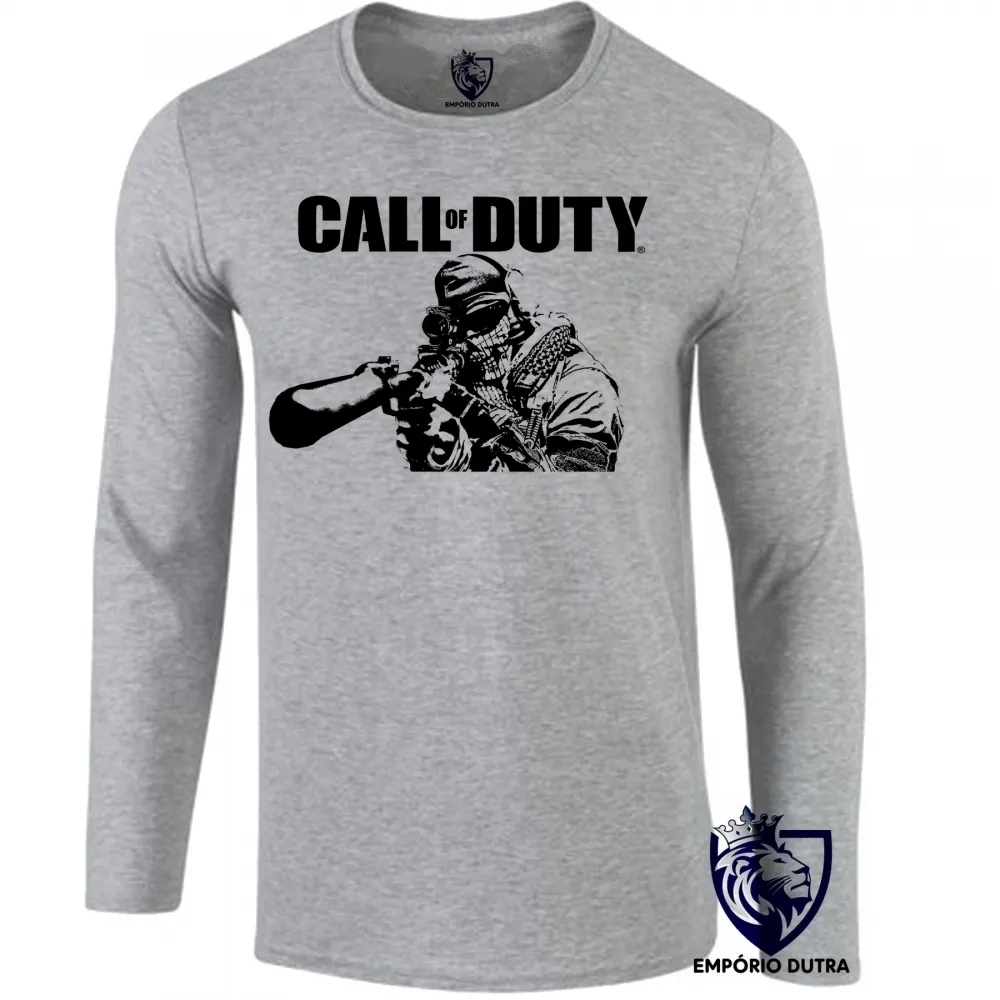 Camiseta manga longa Infantil ou Adulto Call of Duty jogo game Imagem