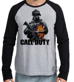 Camiseta manga longa Infantil ou Adulto Call of Duty soldado jogo game - Foto 2