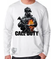 Camiseta manga longa Infantil ou Adulto Call of Duty soldado jogo game - Foto 3
