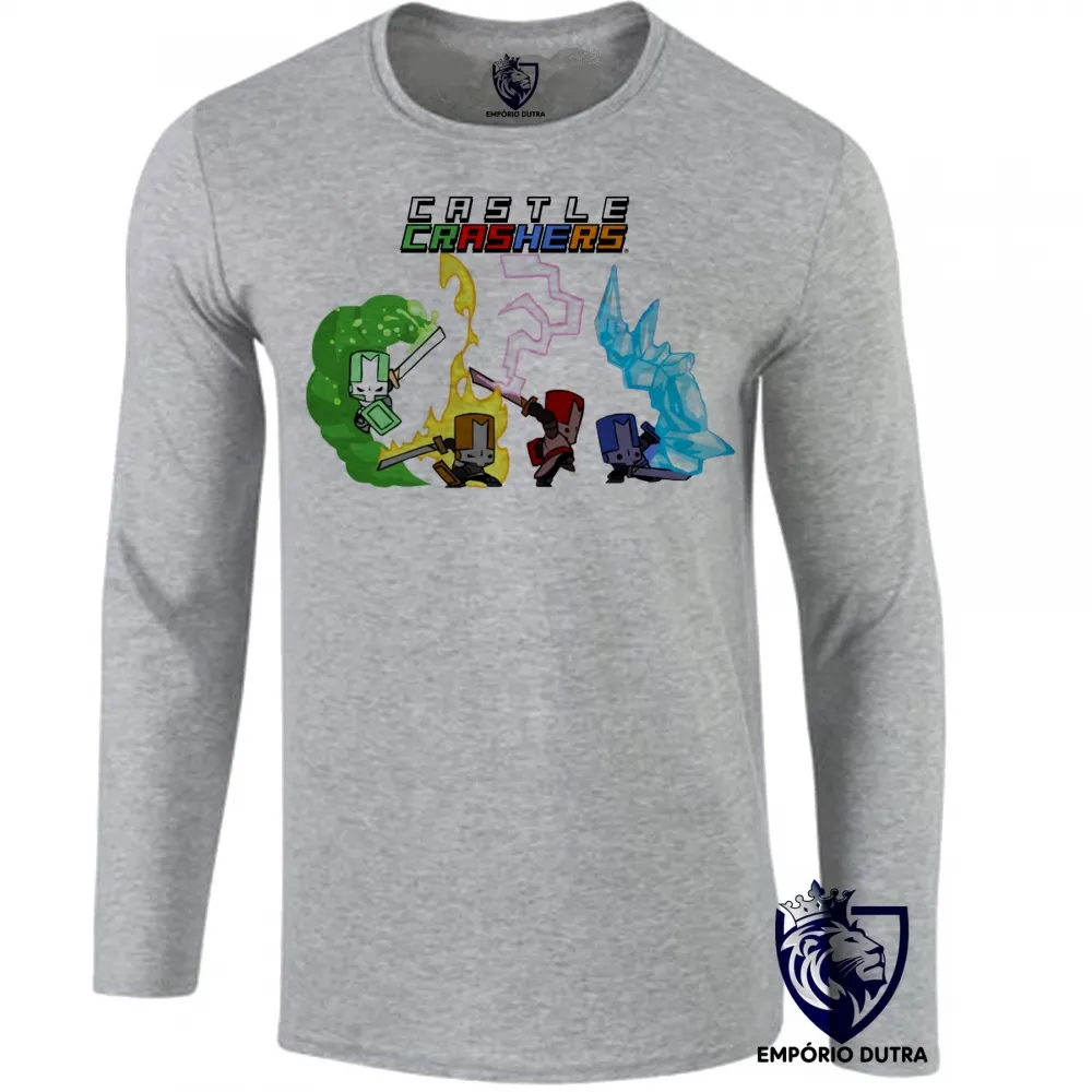 Camiseta manga longa Infantil ou Adulto Castle Crashers jogo game espada