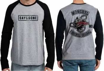 Camiseta manga longa Infantil ou Adulto Days Gone game moto harley