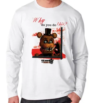 Camiseta manga longa Infantil ou Adulto Five Night at Freddys Five Urso - Foto 2