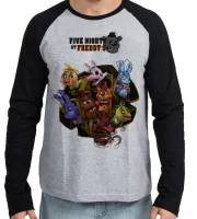 Camiseta manga longa Infantil ou Adulto Five Night at Freddys personagens - Foto 2