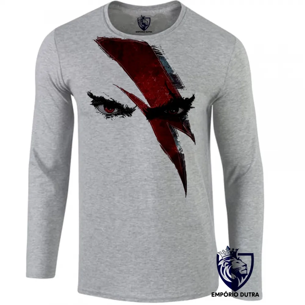 Camiseta manga longa Infantil ou Adulto god of war Deus da guerra kratos