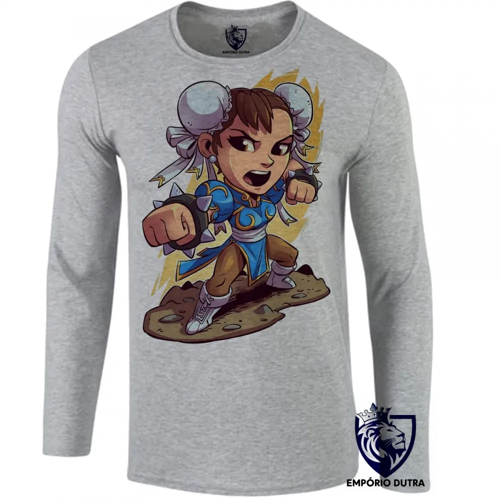 Camiseta manga longa Infantil ou Adulto chun li street figther game