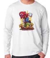 Camiseta manga longa Infantil ou Adulto mario bros super game nintendo - Foto 2
