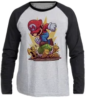 Camiseta manga longa Infantil ou Adulto mario bros super game nintendo - Foto 3