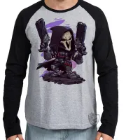 Camiseta manga longa Infantil ou Adulto reaper Overwatch jogo game - Foto 2