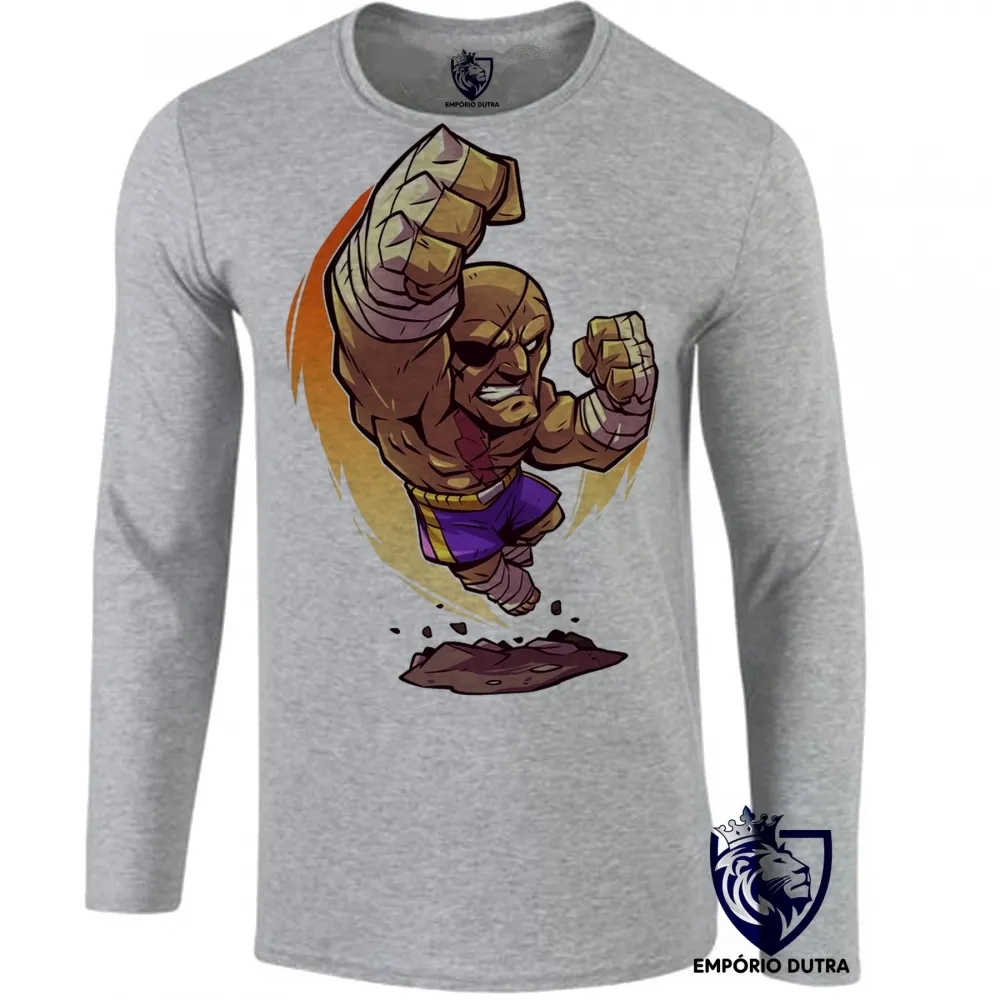 Camiseta manga longa Infantil ou Adulto sagat street figther