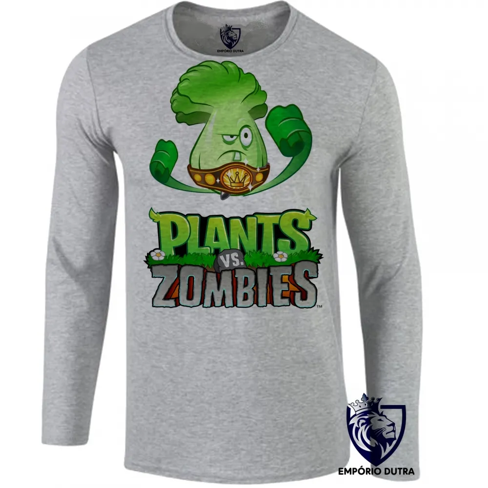 Camiseta manga longa Infantil ou Adulto plants vs zombies game