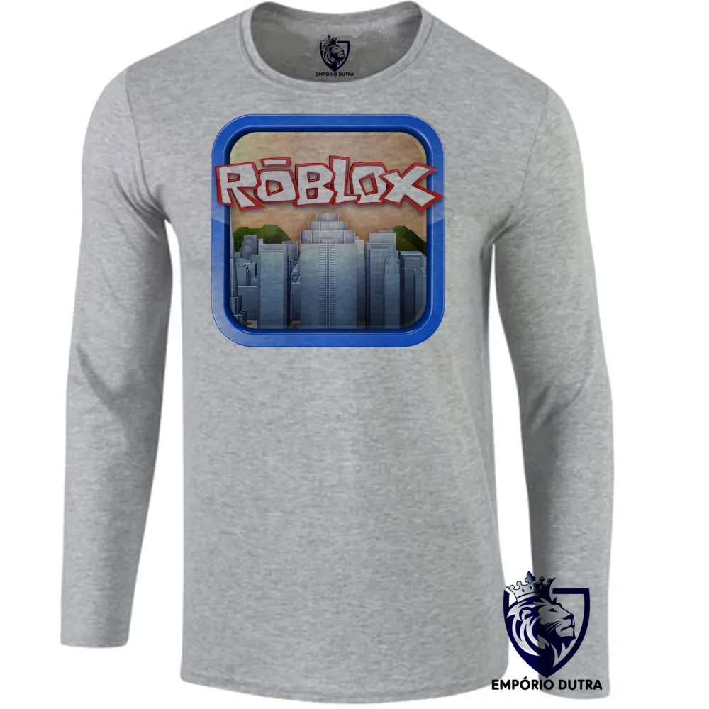 Camiseta manga longa Infantil ou Adulto roblox predios game jogo pc skin Imagem