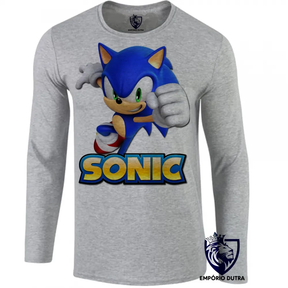 Camiseta manga longa Infantil ou Adulto Sonic mega drive Imagem