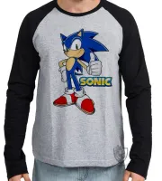 Camiseta manga longa Infantil ou Adulto Sonic game antigo - Foto 3