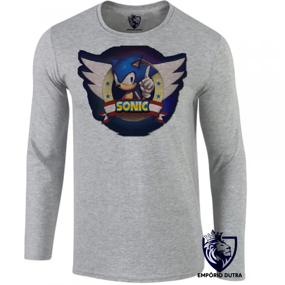 Camiseta manga longa Infantil ou Adulto Sonic game