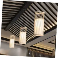 Lâmpada pingente de bambu estilo chinês, Lustre para sala de chá, Hotel, sala de estar, restaurante, decoração de casa - Foto 2