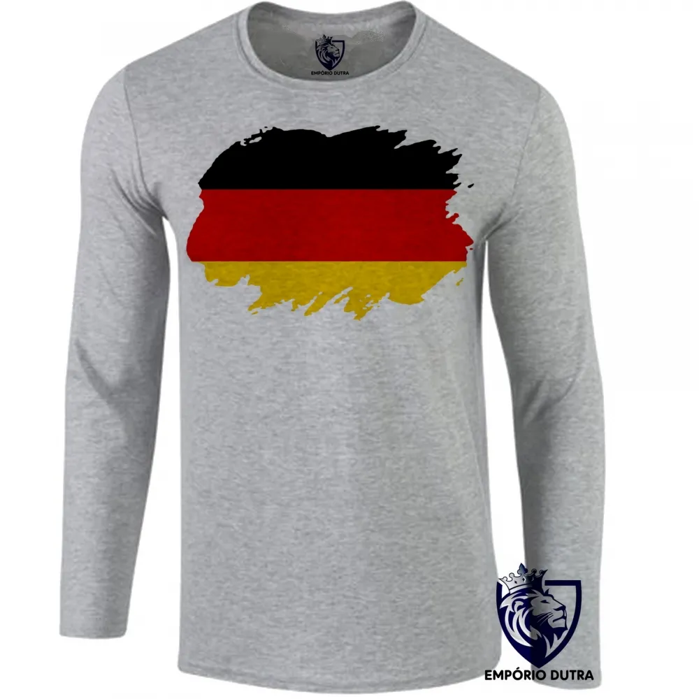 Camiseta manga longa Infantil ou Adulto Bandeira Alemanha germany
