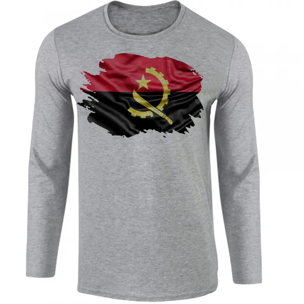 Camiseta manga longa Infantil ou Adulto angola africa bandeira Imagem