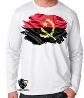 Camiseta manga longa Infantil ou Adulto angola africa bandeira - Foto 2