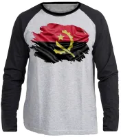 Camiseta manga longa Infantil ou Adulto angola africa bandeira - Foto 3