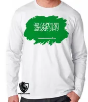 Camiseta manga longa Infantil ou Adulto Bandeira Arábia saudita - Foto 2