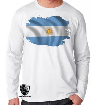 Camiseta manga longa Infantil ou Adulto Argentina america do sul - Foto 2