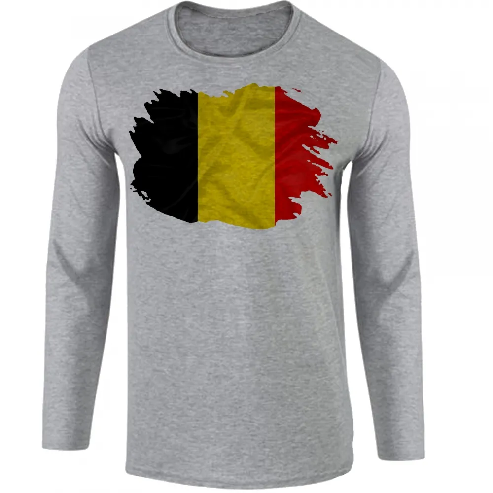 Camiseta manga longa Infantil ou Adulto Bandeira Bélgica europa Imagem