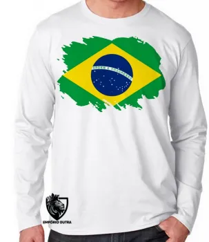 Camiseta manga longa Infantil ou Adulto brasil brasileiro patriota - Foto 2