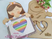 G1.605  Gabarito de Moldes  em MDF  Luva Envelope Mãe Poema Mãe Colorida