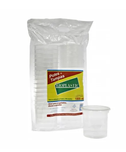 Pote plastico redondo 1800ml c/tampa Rioplastic C/180