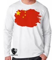 Camiseta manga longa Infantil ou Adulto China asia bandeira - Foto 2