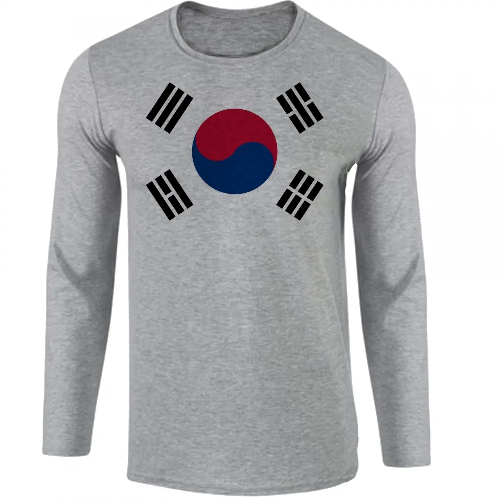 Camiseta manga longa Infantil ou Adulto Bandeira Coreia do sul asia Imagem