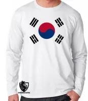 Camiseta manga longa Infantil ou Adulto Bandeira Coreia do sul asia - Foto 2