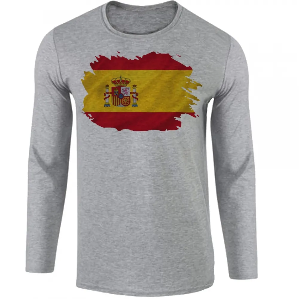 Camiseta manga longa Infantil ou Adulto Bandeira Espanha europa Imagem