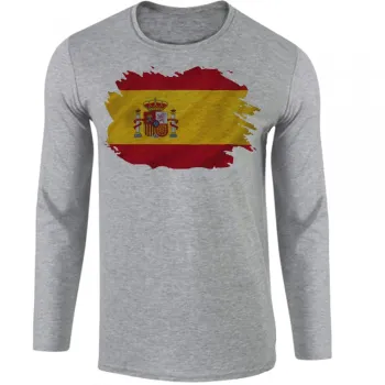 Camiseta manga longa Infantil ou Adulto Bandeira Espanha europa