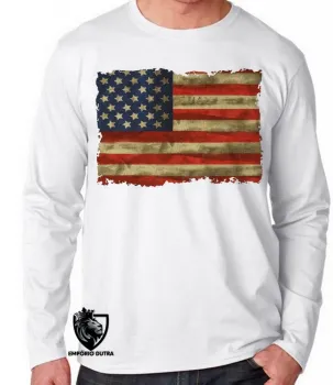 Camiseta manga longa Infantil ou Adulto Estados unidos antiga - Foto 2