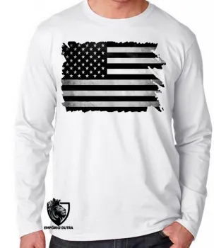 Camiseta manga longa Infantil ou Adulto estados unidos preto black - Foto 2
