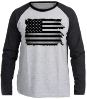 Camiseta manga longa Infantil ou Adulto estados unidos preto black - Foto 3