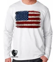 Camiseta manga longa Infantil ou Adulto estados unidos rasgada - Foto 2