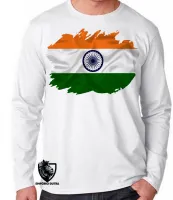 Camiseta manga longa Infantil ou Adulto Bandeira Índia indiano - Foto 2